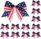 12-Piece American Flag Bow Set - 6" Patriotic Star & Stripes Bows - Red, White, and Blue Decorative Wreath Bows for 4th of July, Independence Day Party Favors, Gift Wrapping, and Front Door Decor